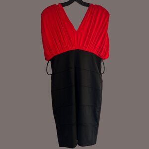 Red/Black Deep V (Front/back) Bodycon Mini Dress - New w/ Tags